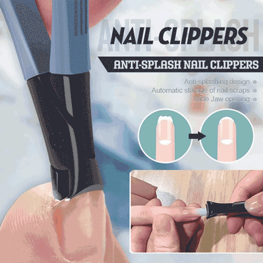 Premium stainless steel nail clippers with anti-splash design, ultra-sharp blades, and wide jaw opening for thick nails