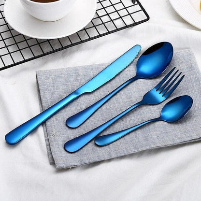 Eco-Friendly Stainless Steel Tableware Set with Frosted Finish - Premium 4-Piece Collection