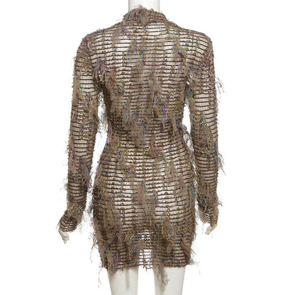 Premium high-waisted slimming dress with stitched design in various colours