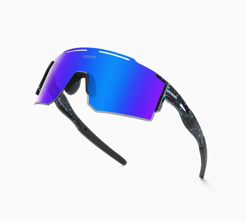 Premium lightweight polarized cycling sunglasses made from durable TR90 material with frameless design and vibrant colour options