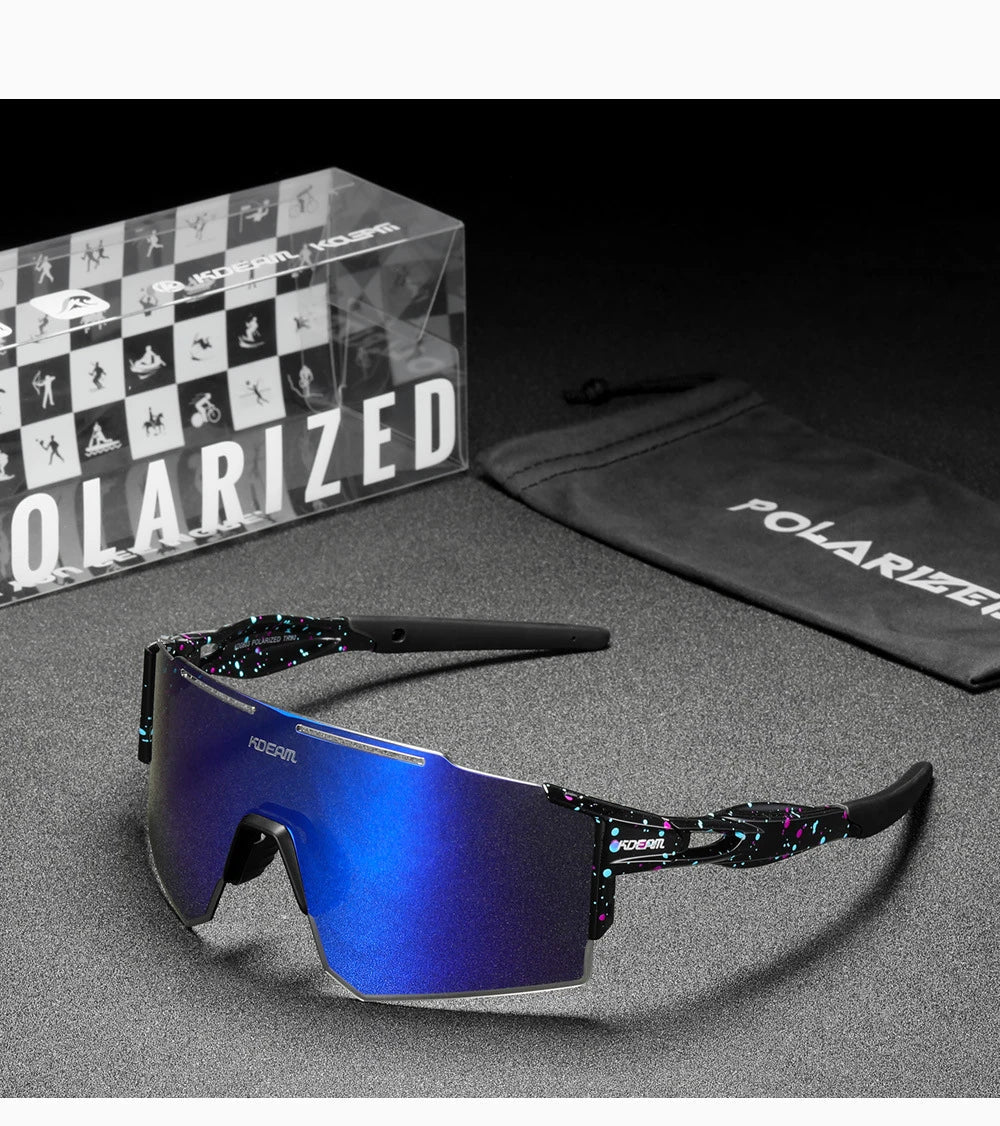 Premium lightweight polarized cycling sunglasses made from durable TR90 material with frameless design and vibrant colour options