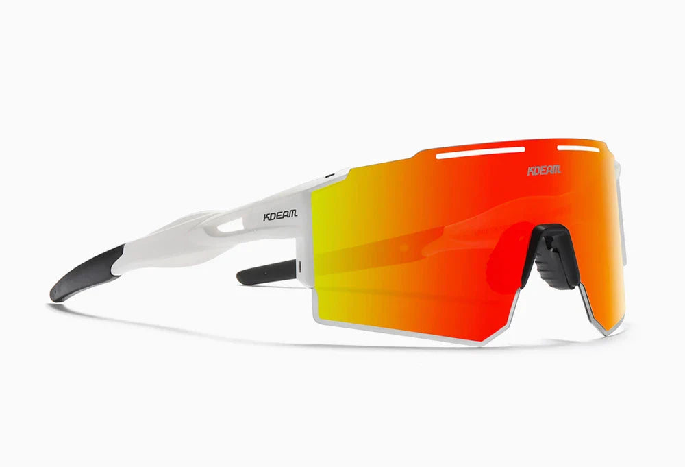 Premium lightweight polarized cycling sunglasses made from durable TR90 material with frameless design and vibrant colour options