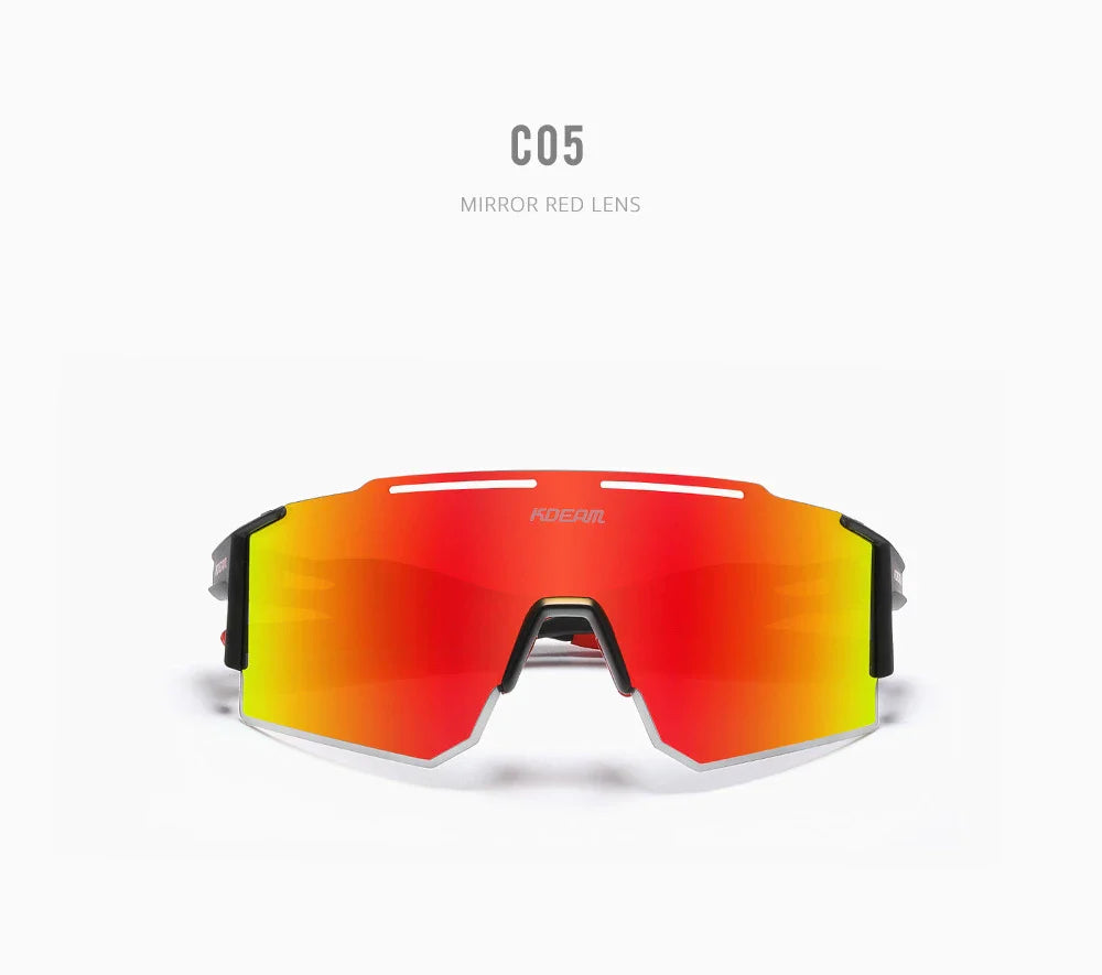 Premium lightweight polarized cycling sunglasses made from durable TR90 material with frameless design and vibrant colour options