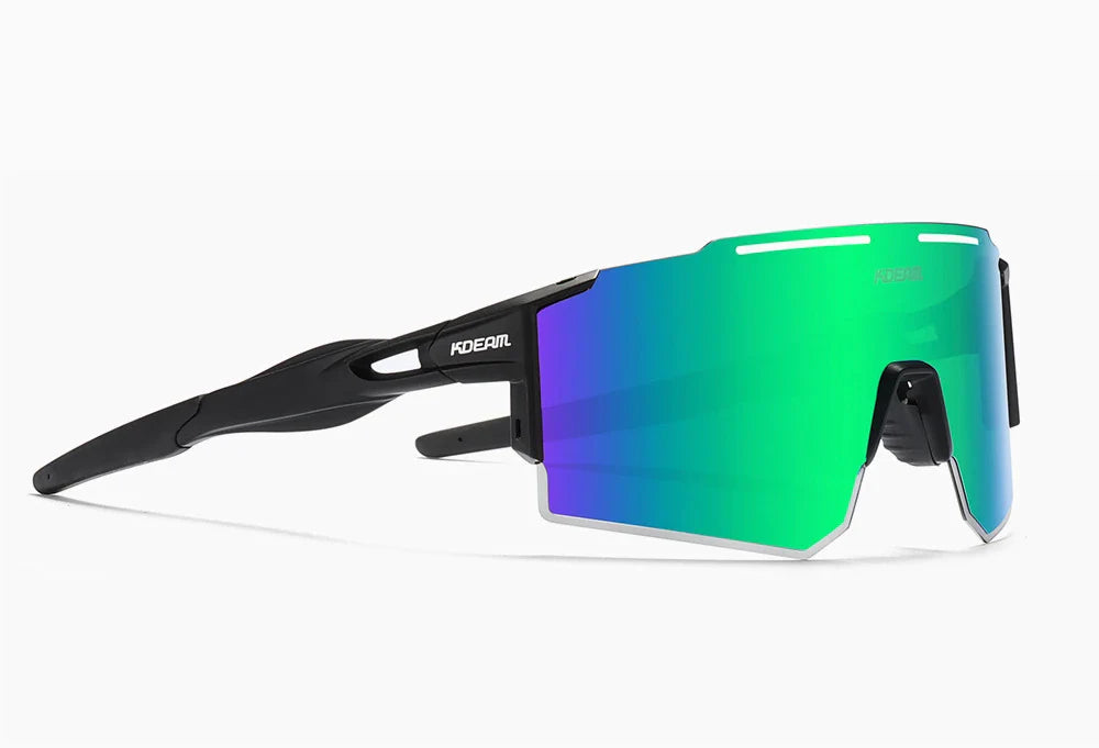 Premium lightweight polarized cycling sunglasses made from durable TR90 material with frameless design and vibrant colour options