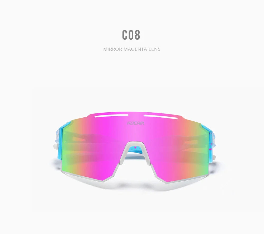 Premium lightweight polarized cycling sunglasses made from durable TR90 material with frameless design and vibrant colour options