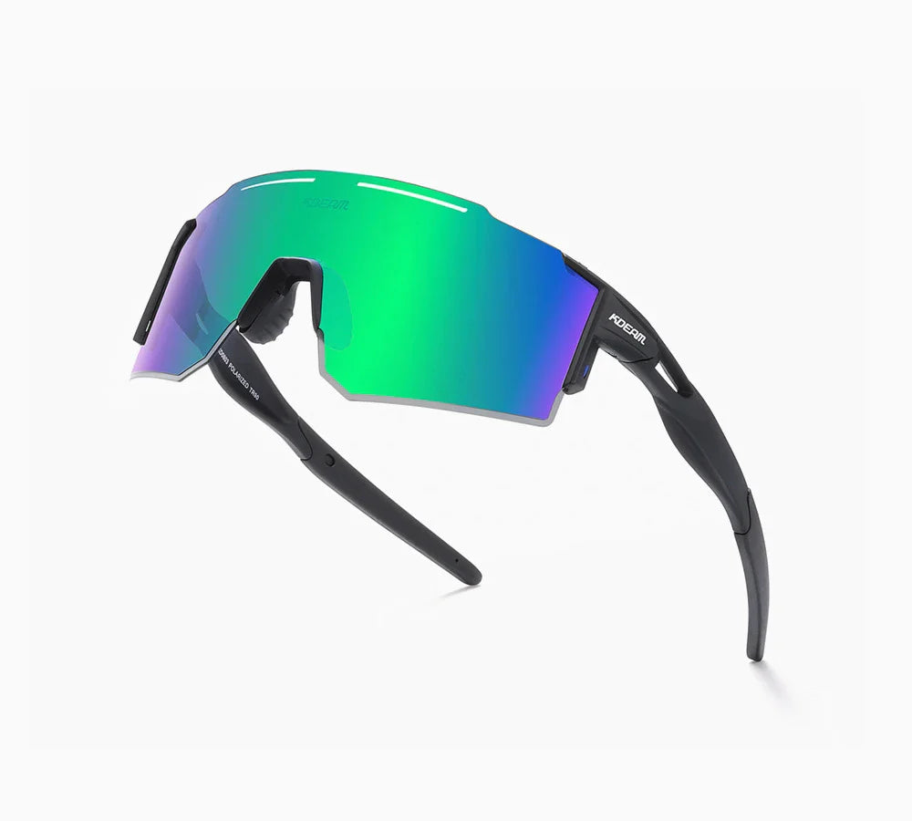 Premium lightweight polarized cycling sunglasses made from durable TR90 material with frameless design and vibrant colour options