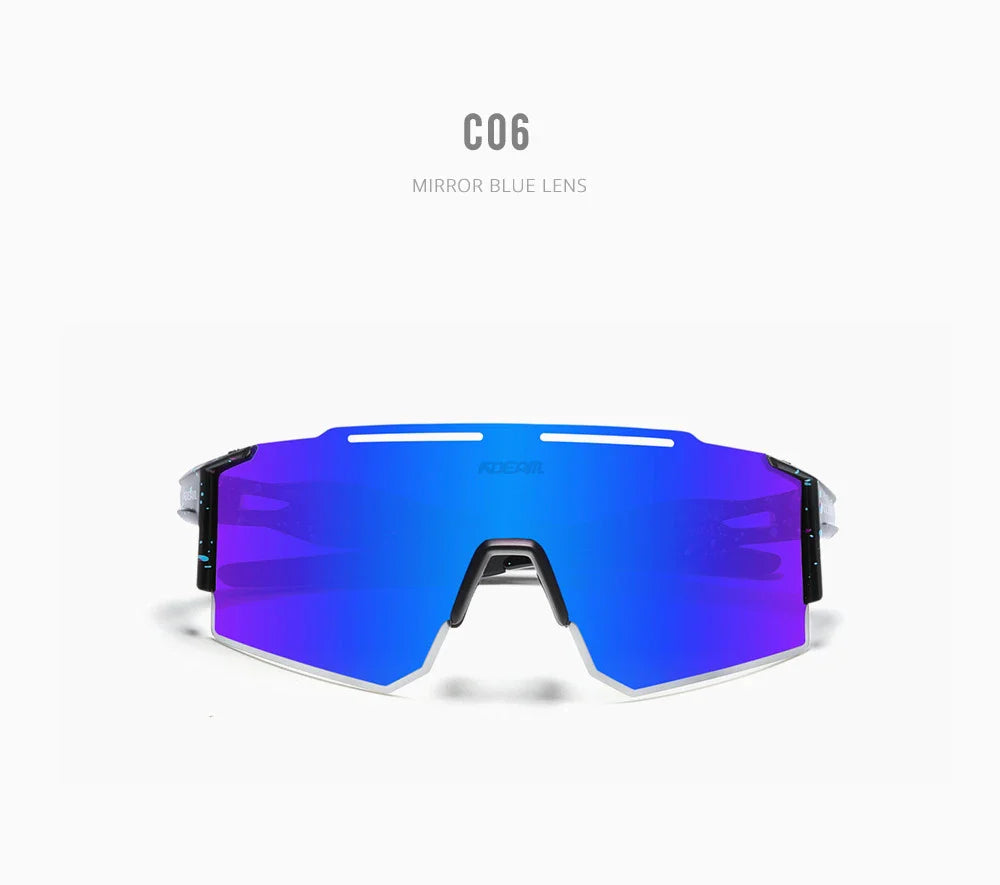 Premium lightweight polarized cycling sunglasses made from durable TR90 material with frameless design and vibrant colour options