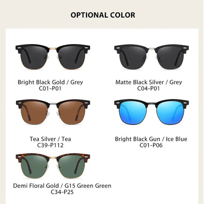 Foldable polarised sunglasses with acetate frames and Polaroid lenses, providing UV protection and glare reduction for driving and outdoor activities.