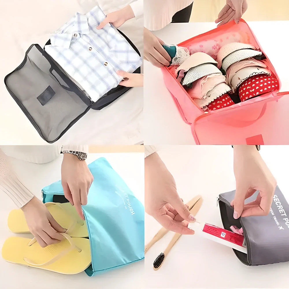 Premium 6-Piece Travel Cube Set - Durable Oxford Fabric, Breathable Mesh Panels, Smooth Zippers for Seamless Luggage Organisation