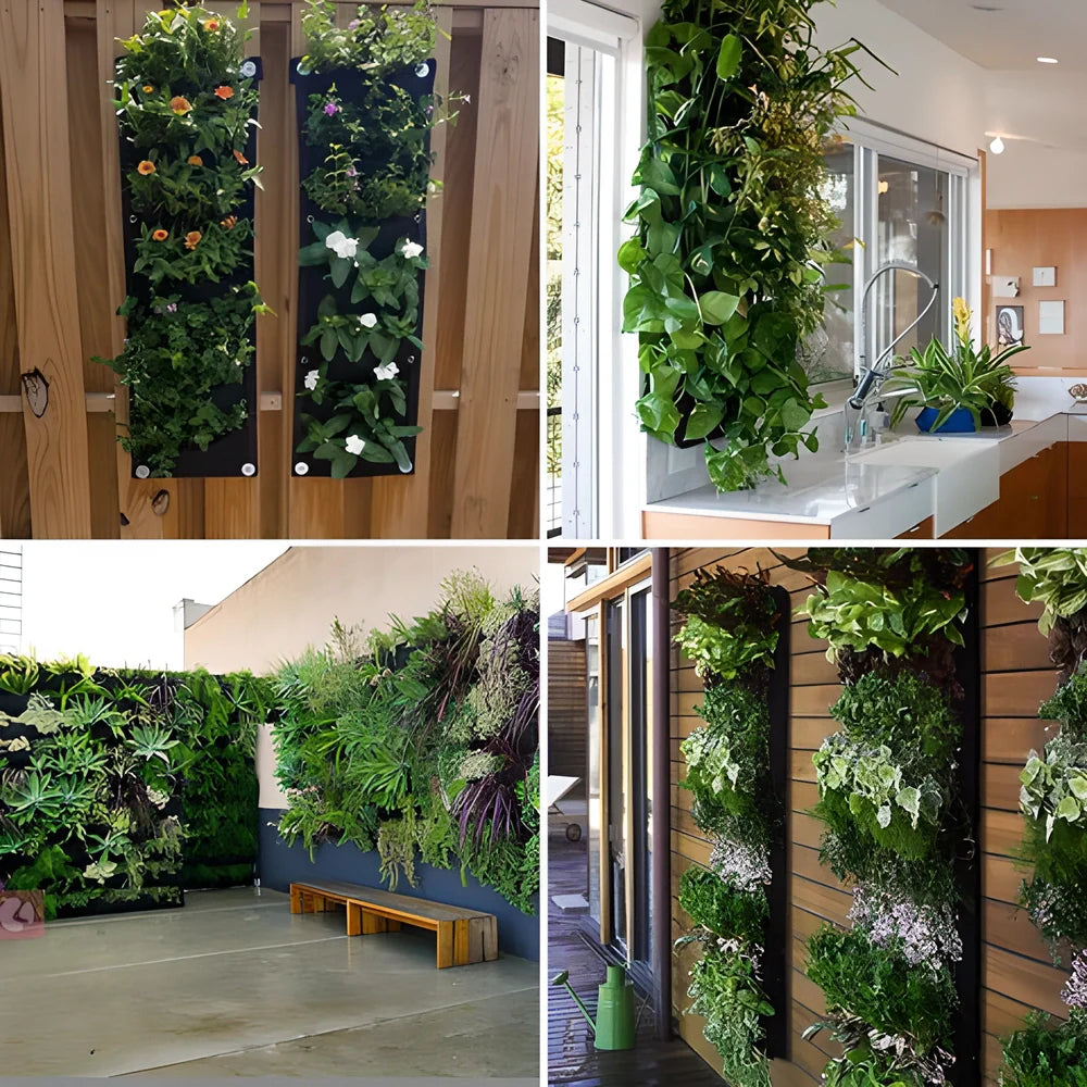 IndoorGarden™ Vertical Hanging Wall Planter with multiple pockets for growing a variety of plants, herbs, and succulents