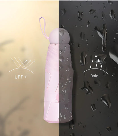 Capsule™ Foldable High-Tech Nano Polymer Umbrella in various colours, including light pink, black, green, blue, purple, white, and gray.