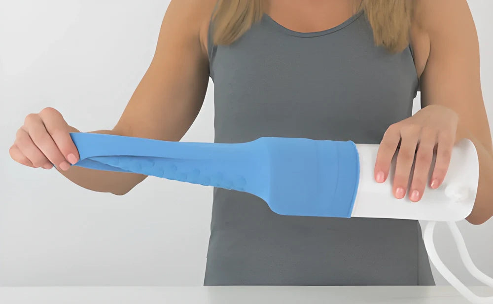 Ergonomic sock puller aid with soft, flexible shell and adjustable cord for easy sock-wearing