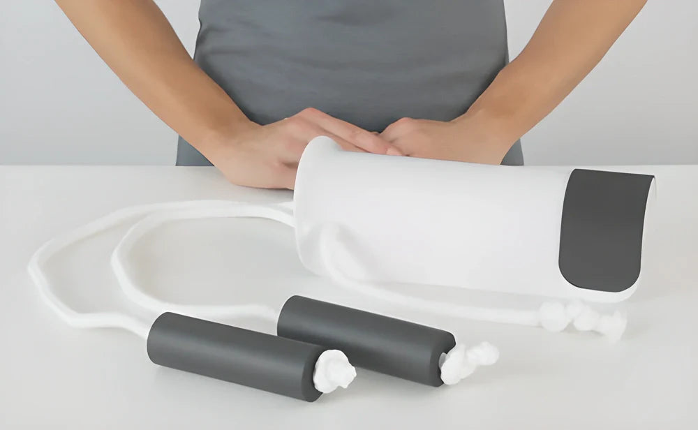 Ergonomic sock puller aid with soft, flexible shell and adjustable cord for easy sock-wearing