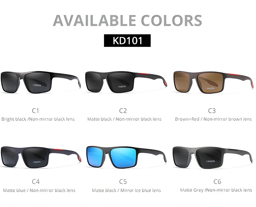 KDEAM Ultra Light Polarized Sunglasses for Men with Stylish Rectangular Design and Durable TR90 Frames