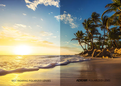 KDEAM polarised rimless sunglasses with flexible TR90 frames and shatter-resistant polycarbonate lenses