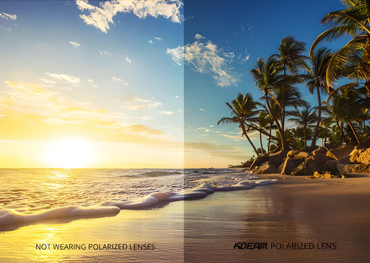 KDEAM polarised rimless sunglasses with flexible TR90 frames and shatter-resistant polycarbonate lenses