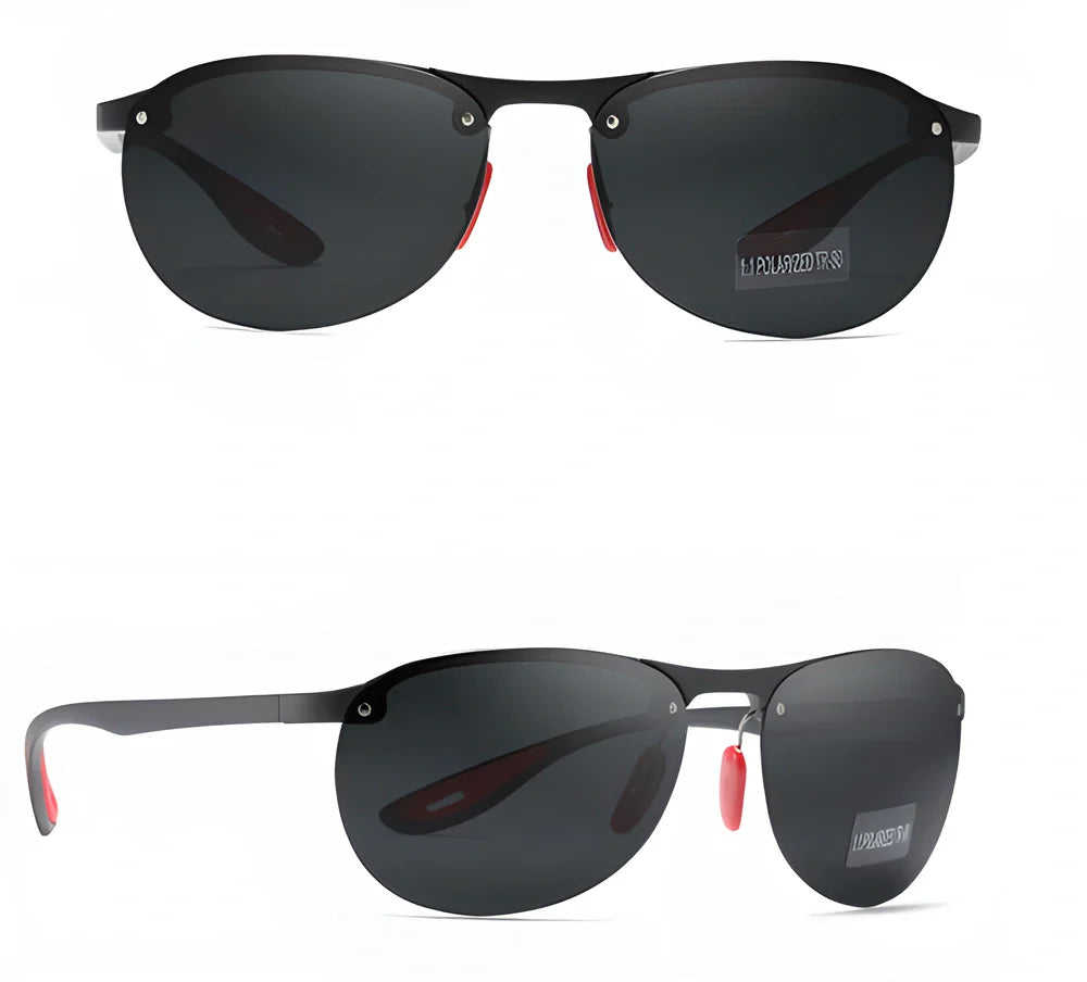 KDEAM polarised rimless sunglasses with flexible TR90 frames and shatter-resistant polycarbonate lenses