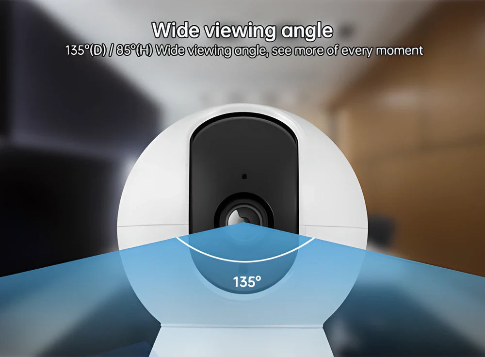 KERUI 1080P HD Wireless Indoor Smart Security Camera with 360-degree coverage, night vision, and intelligent motion detection