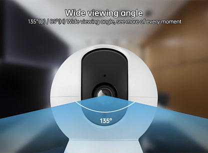 KERUI 1080P HD Wireless Indoor Smart Security Camera with 360-degree coverage, night vision, and intelligent motion detection