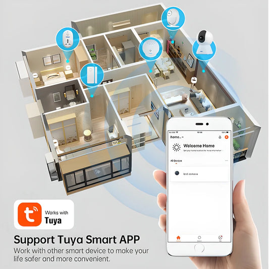 KERUI 1080P HD Wireless Indoor Smart Security Camera with 360-degree coverage, night vision, and intelligent motion detection