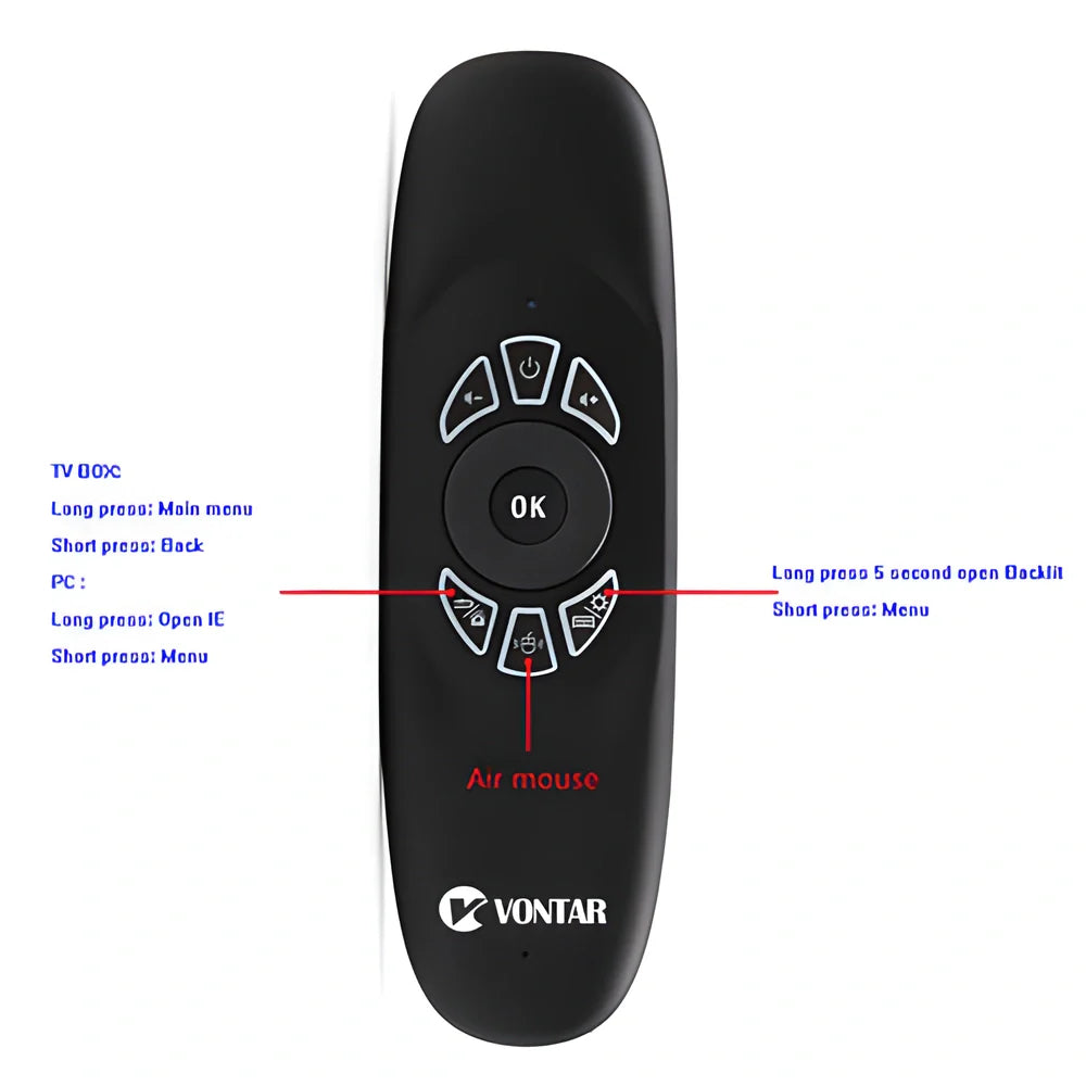 Keymote™ C120 BT Smart Air-Mouse - a wireless keyboard, mouse, and remote control in one versatile device