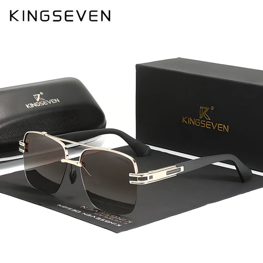 KINGSEVEN™ Polarized Retro Gradient Sunglasses with alloy frame and TAC polarized lenses for superior optical performance and eye protection.