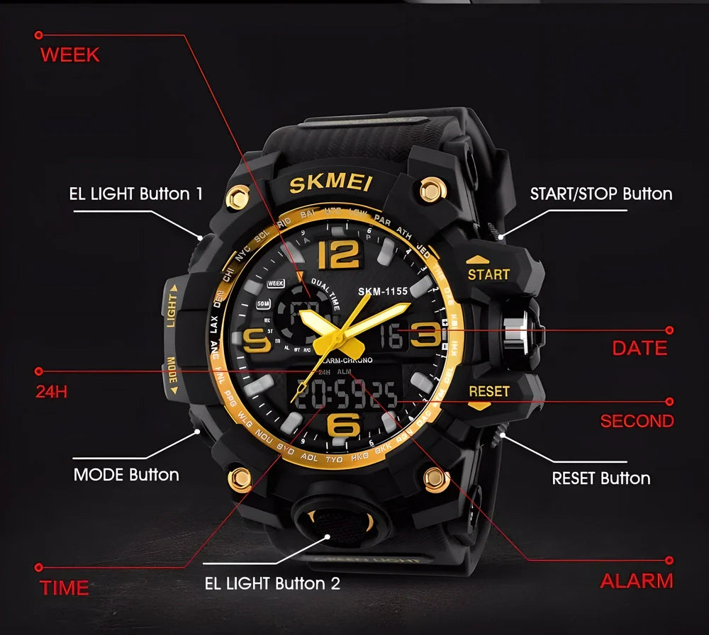 Premium military-grade waterproof wristwatch with durable rubber strap and reliable Japanese quartz movement