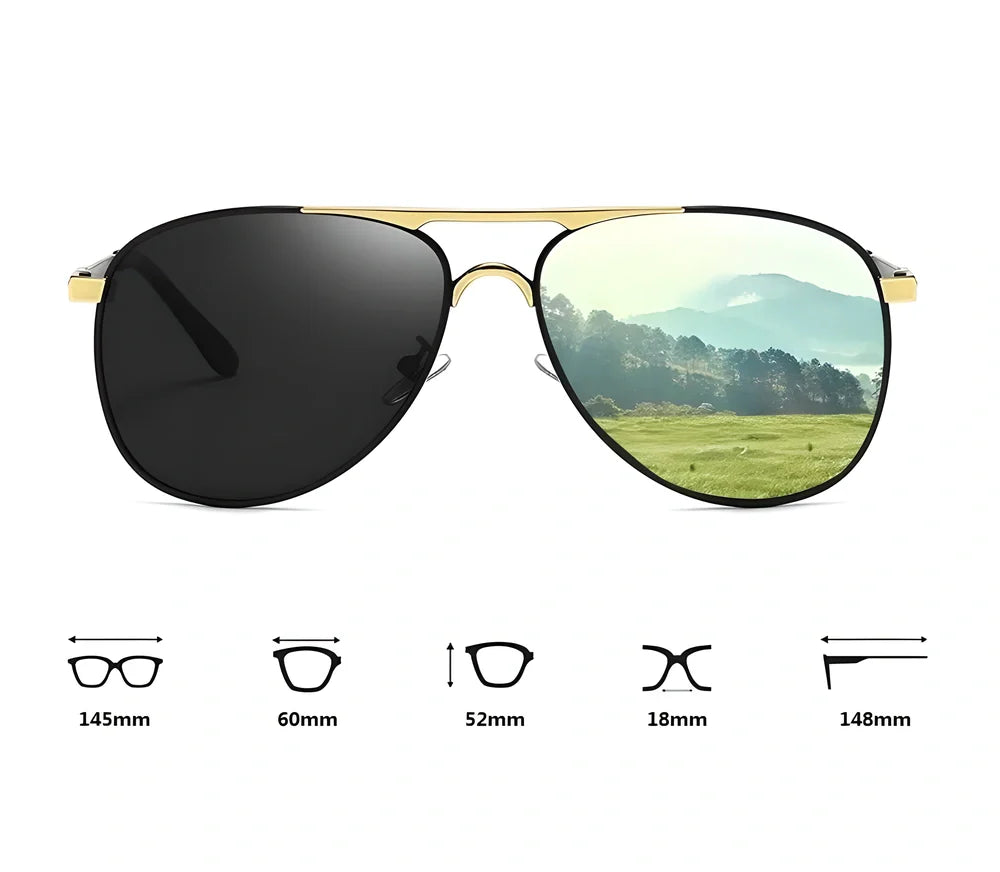 Premium Pilot Polarized Sunglasses in various colours with metal frames and high-quality polycarbonate lenses