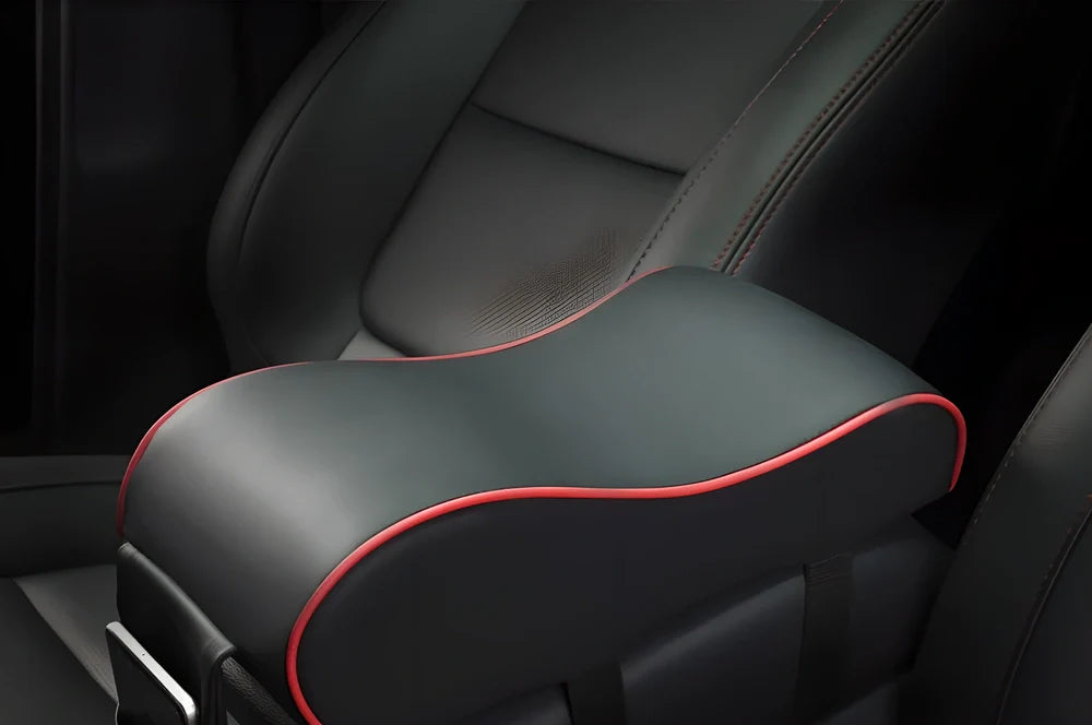 Luxurious memory foam car seat armrest with PU leather in various colours, designed for comfort and convenience while driving in the UK.