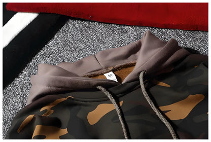 Men's Camouflage Military Hoodie in 3 versatile colour options - olive green, desert tan, and urban grey