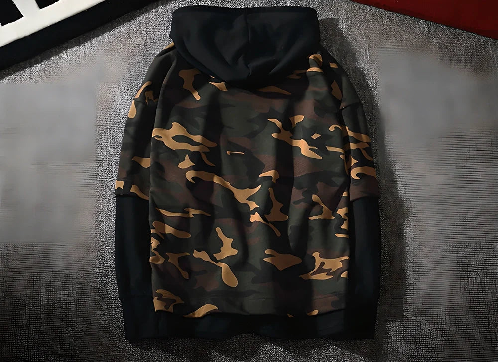 Men's Camouflage Military Hoodie in 3 versatile colour options - olive green, desert tan, and urban grey