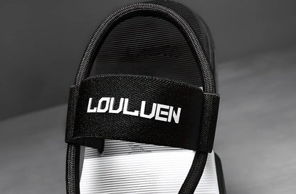 A pair of versatile 2-in-1 lightweight and durable sandals/flip-flops in black, army green, and dark blue colours