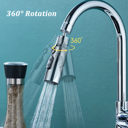 Premium 360° rotating faucet extender with 3 water-saving modes, made of durable ABS and brass for efficient, customised kitchen cleaning