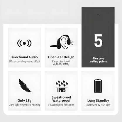 Comfortable, wireless headphones with air conduction technology for immersive 6D surround sound