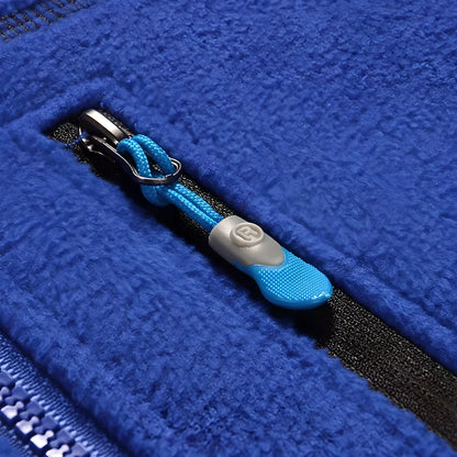 Outdoor Sleeveless Fleece Vest Jacket in blue, green, black, and red colours with size options from L to 4XL