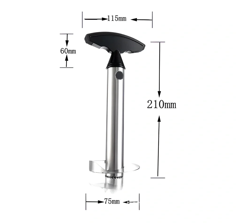 Premium stainless steel pineapple slicer with ergonomic grip and measurement markings for effortless coring and cutting