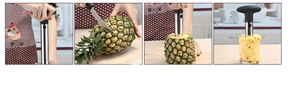 Premium stainless steel pineapple slicer with ergonomic grip and measurement markings for effortless coring and cutting