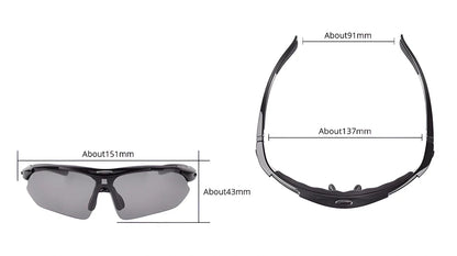 RockBros Unisex Outdoor Sports Polarized Sunglasses Set with interchangeable lenses and adjustable features for versatile outdoor use