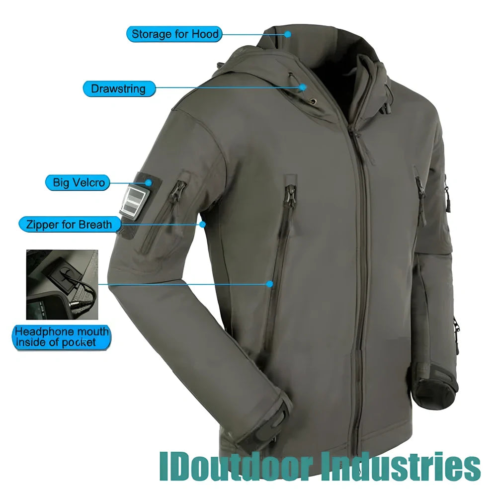 Premium Sharkskin soft shell waterproof jacket in various colours, designed for outdoor adventures in the UK