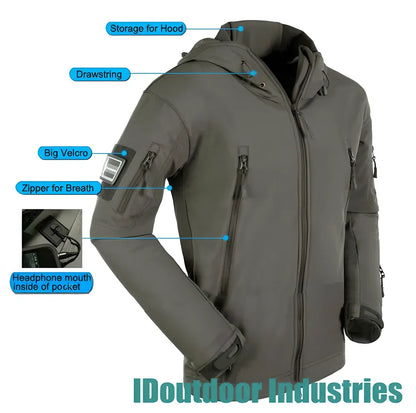 Premium Sharkskin soft shell waterproof jacket in various colours, designed for outdoor adventures in the UK