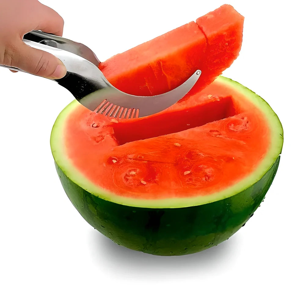 Premium stainless steel watermelon slicer with ergonomic handle for easy, mess-free fruit preparation