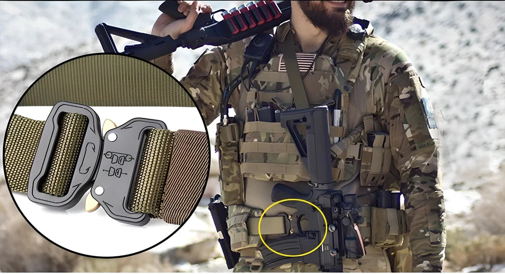 T10 Tactical Cobra Belt - Robust military-grade nylon canvas with quick-release metal buckle for durable, adjustable wear