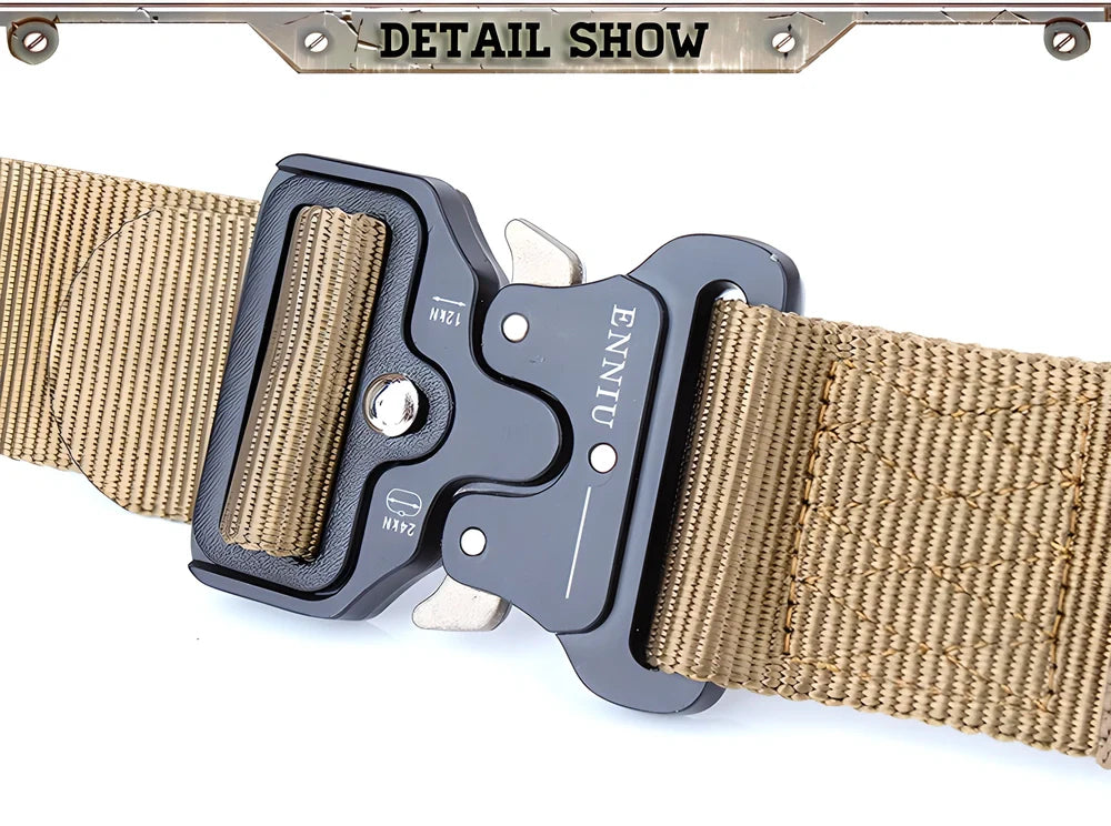 T10 Tactical Cobra Belt - Robust military-grade nylon canvas with quick-release metal buckle for durable, adjustable wear