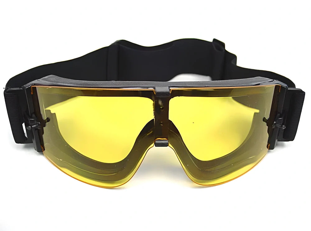 Premium tactical goggles with polycarbonate lenses, UV protection, and a comfortable foam-lined design for outdoor activities and sports