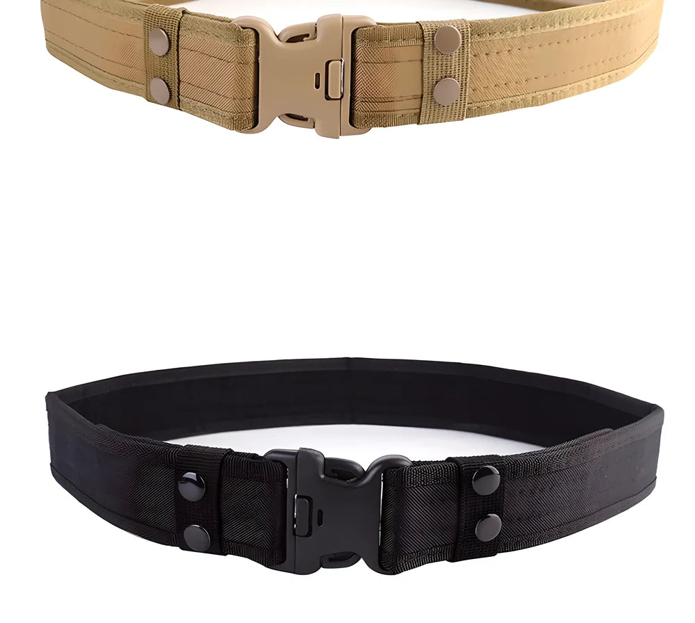 Tactical Heavy Duty Belt made from durable canvas material in woodland camouflage pattern