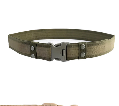 Tactical Heavy Duty Belt made from durable canvas material in woodland camouflage pattern