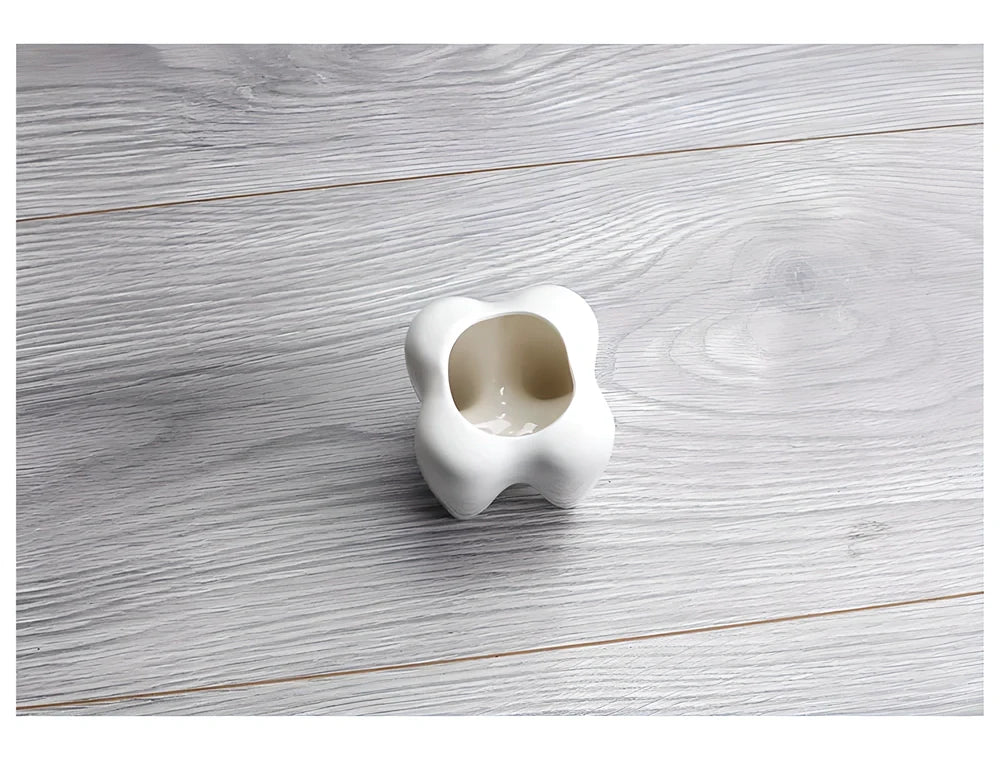 Ceramic succulent planter pot with unique tooth-shaped design, available in white, grey, and black colours