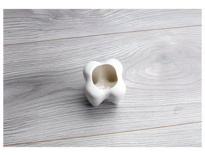Ceramic succulent planter pot with unique tooth-shaped design, available in white, grey, and black colours