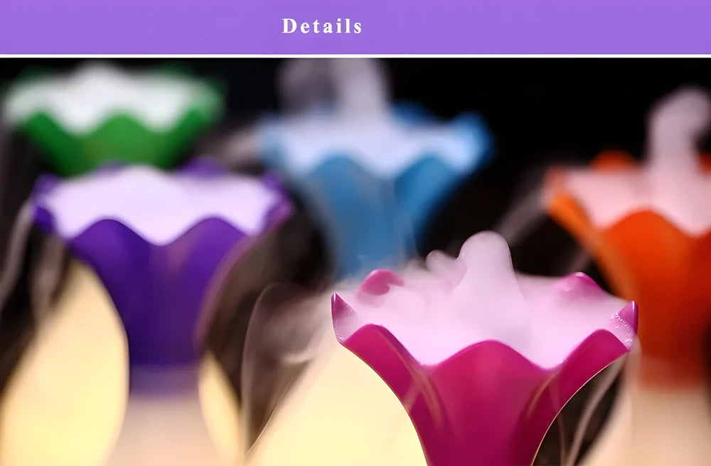 Ultrasonic aroma diffuser and humidifier with dimmed yellow light, creating a calming and relaxing atmosphere