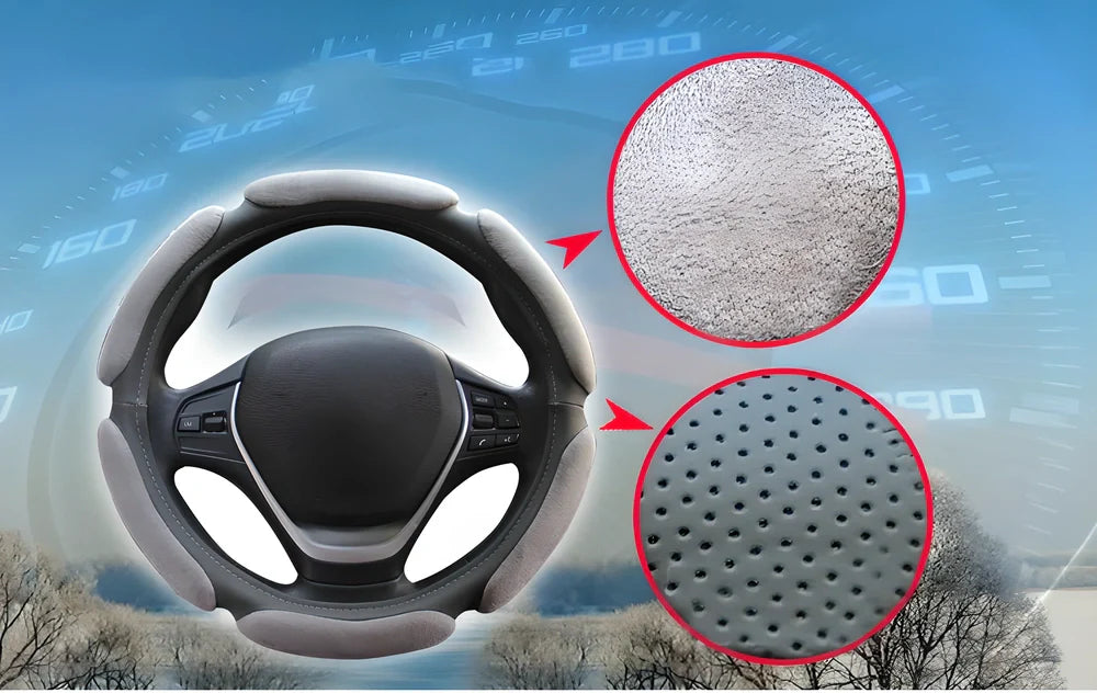 Gripper™ Premium 3D Steering Wheel Cover in black and red colour, featuring a stylish design that mimics a sports car steering wheel